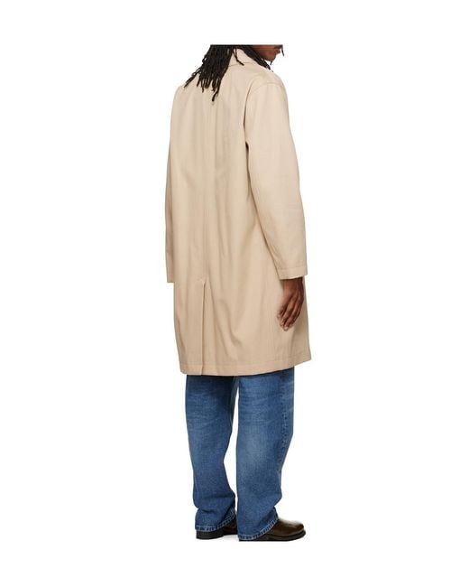 A.P.C. Natural Cotton Gabardine Trench Coat for men