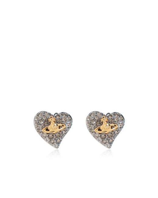 Vivienne Westwood Metallic Heart Stud Earrings