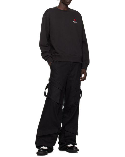 KENZO Black Logo Embroidered Crewneck Sweatshirt for men