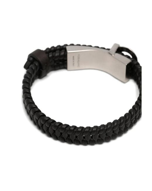 Ferragamo White Braided Bracelet for men