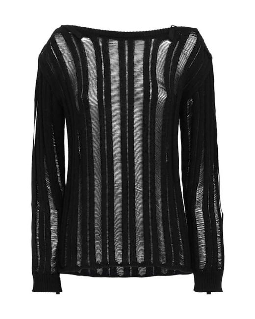 Ann Demeulemeester Black Cotton Blend Cropped Sweater