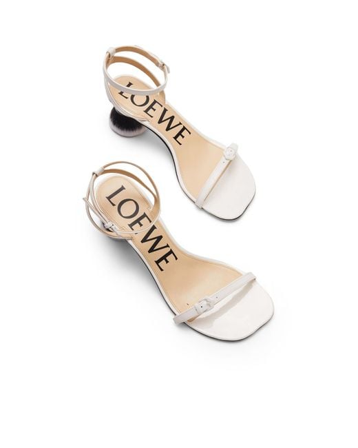 Loewe White Petal Brush Ankle Strap Sandals