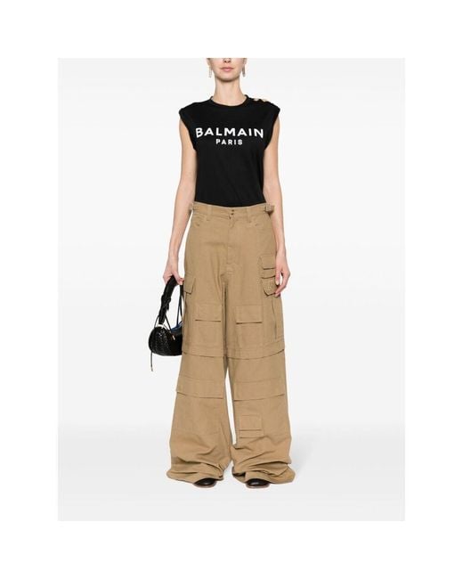 Balmain Black Cotton Logo T-Shirt