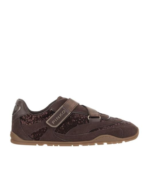 Pinko Brown Round-Toe Sneakers