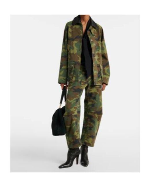 Nili Lotan Green Andrew Camouflage Leather-Trimmed Cotton Jacket