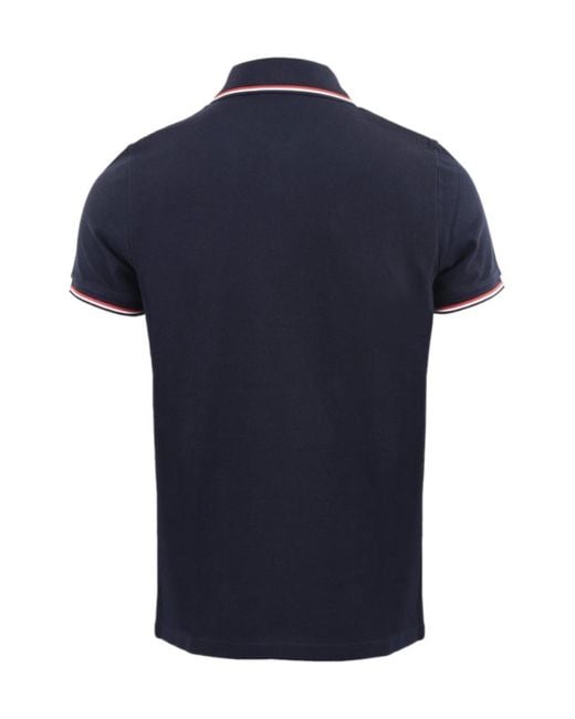 Moncler Blue Logo Patch Short-Sleeved Polo Shirt for men