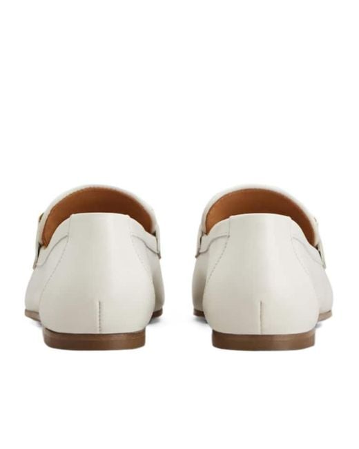Tod's White Clamp Detailed Slip-On Loafers