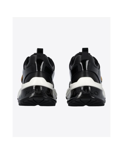 Pinko Black Logo Plaque Round Toe Sneakers