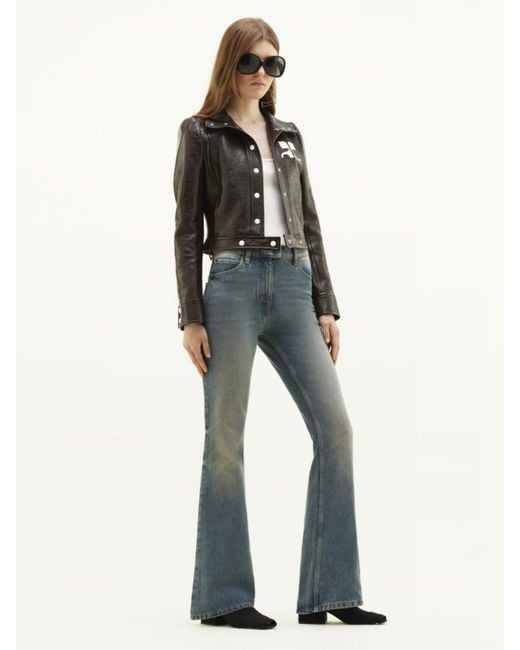 Courreges Black Courrèges Vinyl Straight Hem Cropped Jacket