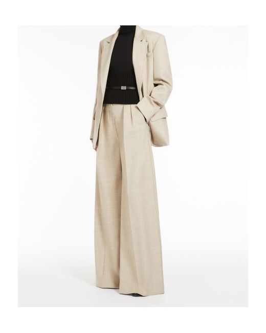 Max Mara Natural Button Detailed Wide-Leg Trousers
