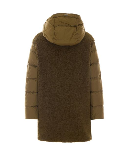 Herno Green Color-Blocked Hooded Down Jacket
