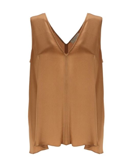 Antonelli Brown V-Neck Sleeveless Top