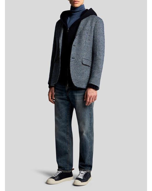 Etro Blue Single-Breasted Tailored Blazer for men