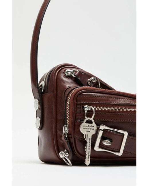 Acne Brown Camero Party Buckle Zip Leather Shoulder Bag