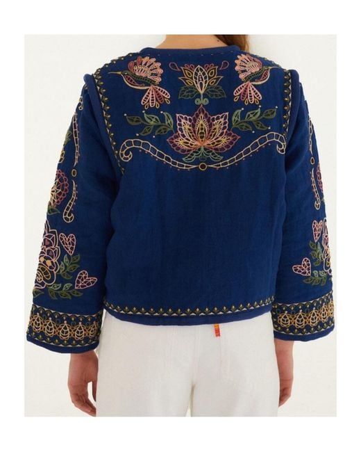 Farm Rio Blue Embroidered Jacket