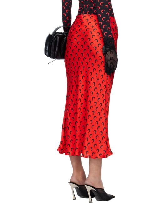 MARINE SERRE Crescent Moon-Print Flared Midi Skirt