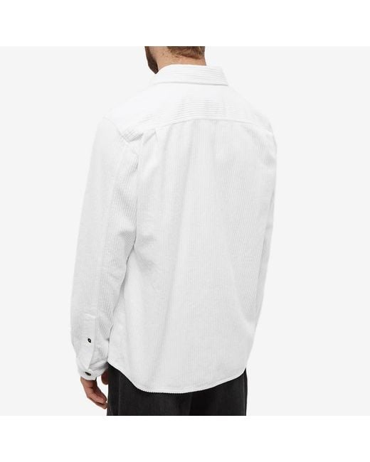 Stone Island White Corduroy Buttoned Overshirt for men