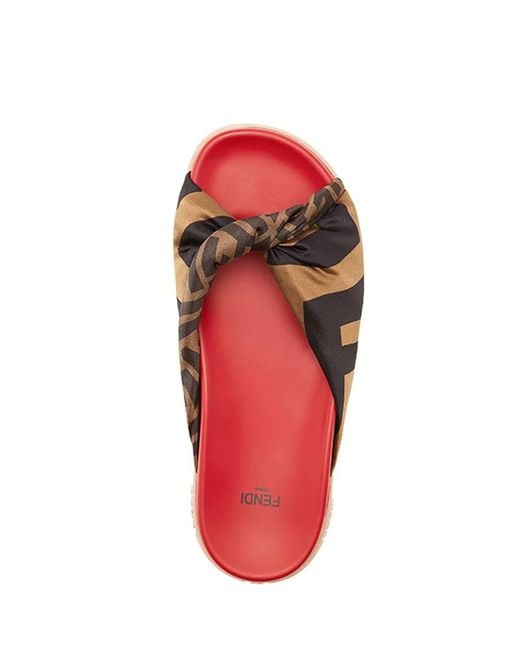 Fendi Red Cross Slippers