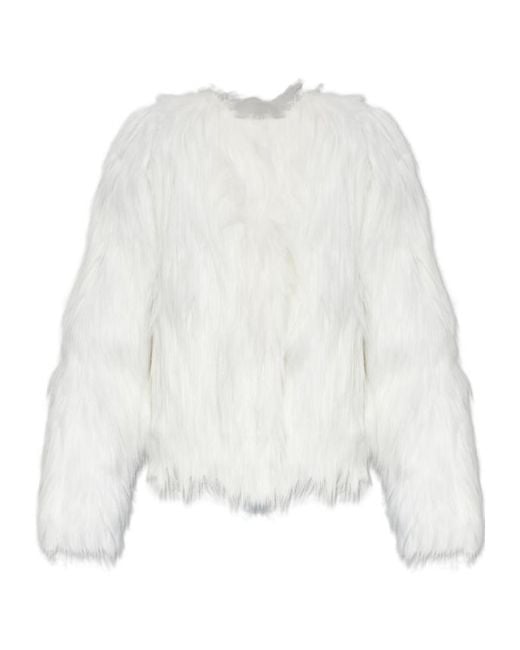 Stand Studio White Eilish Faux Fur Jacket