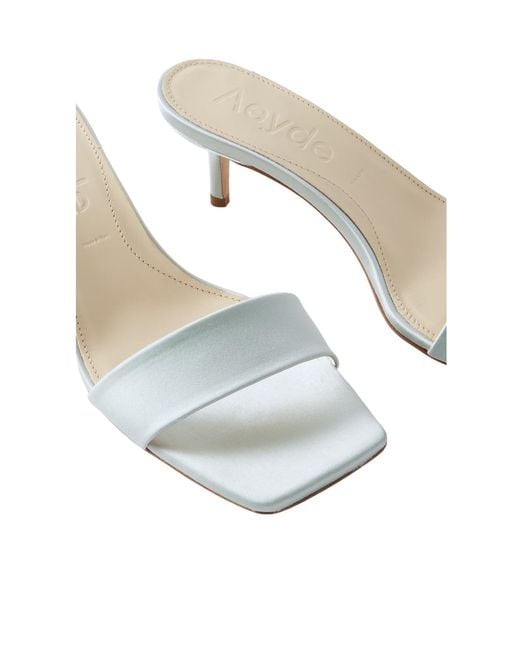 Aeyde White Solid Color Satin Mules