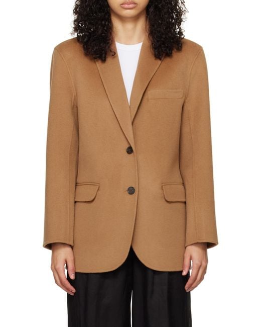 Anine Bing Natural Quinn Single Breasted Oversized Blazer