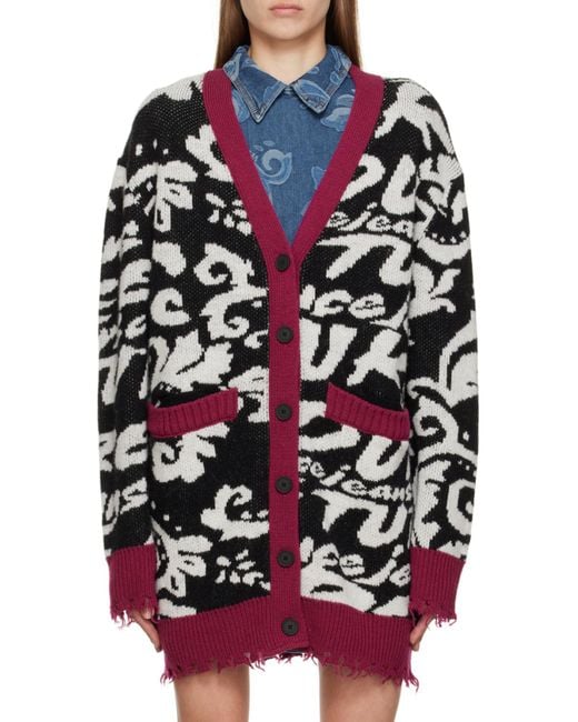Versace Jeans Multicolor Couture Distressed V-Neck Cardigan