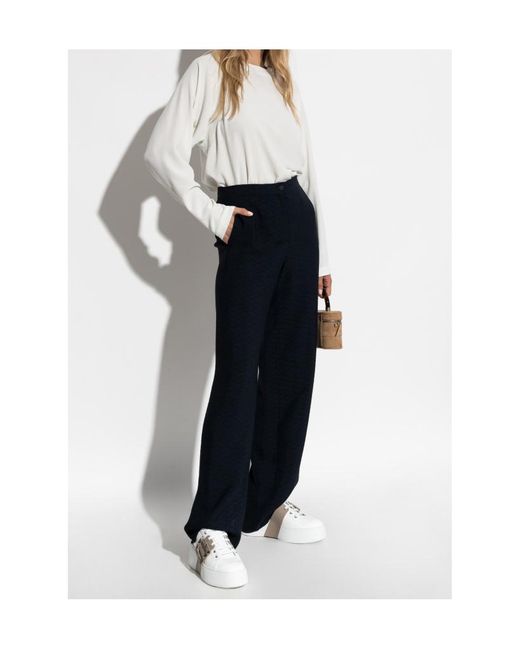 Emporio Armani White Button Detailed Crewneck Top
