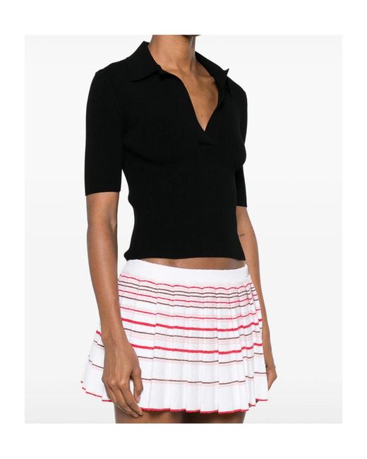 Amiri Black Script Rib Knit Ss Polo Shirt