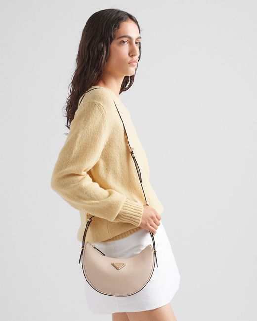 Prada White Arqué Leather Shoulder Bag