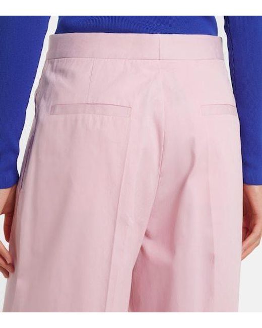 Jil Sander Pink Pleated Cotton Wide-Leg Pants