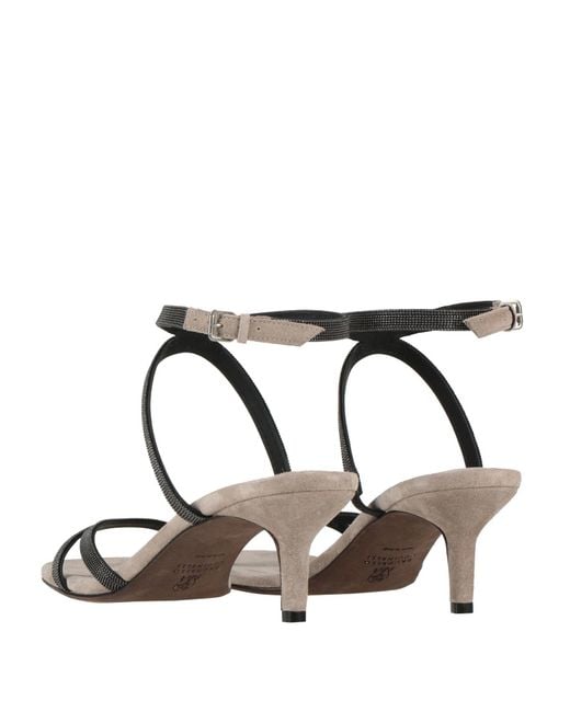 Brunello Cucinelli Metallic Simple Leather High Heel Sandals