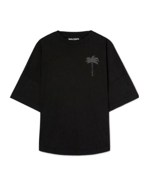 Palm Angels Black Logo Detailed Crew Neck T-Shirt for men