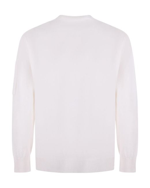 C P Company White Lens Detail Crewneck Jumper for men