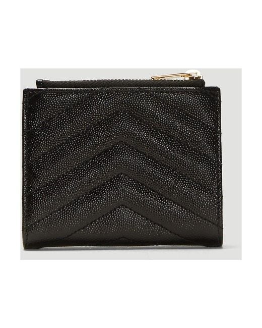 Saint Laurent Black Monogram Zipped Bi-Fold Wallet