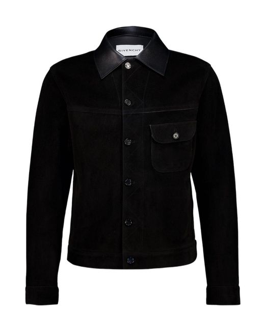 Givenchy Black Leather Buttoned Jacket for men