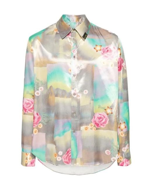 Martine Rose Gray Floral Print Shirt for men