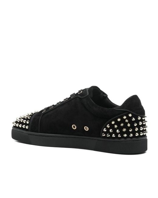 Christian Louboutin Black Seavaste 2 Suede Leather Sneakers for men