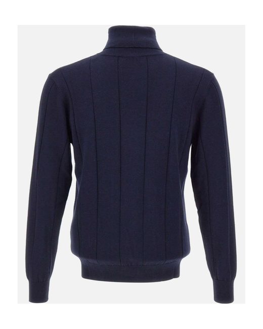 Eleventy Blue High Collar Long Sleeve Sweater for men