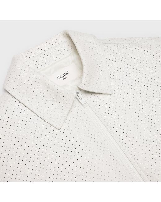 Céline White Lapel Zipper Leather Jacket for men