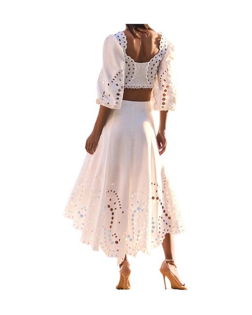 Charo Ruiz White Ibiza Ibiza Luna Broderie Long Sleeve Top