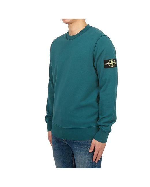 Stone Island Blue Compass-Patch Cotton Sweatshirt for men