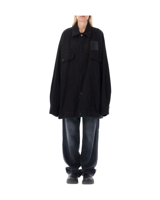 Raf Simons Black Graphic-Print Denim Jacket for men