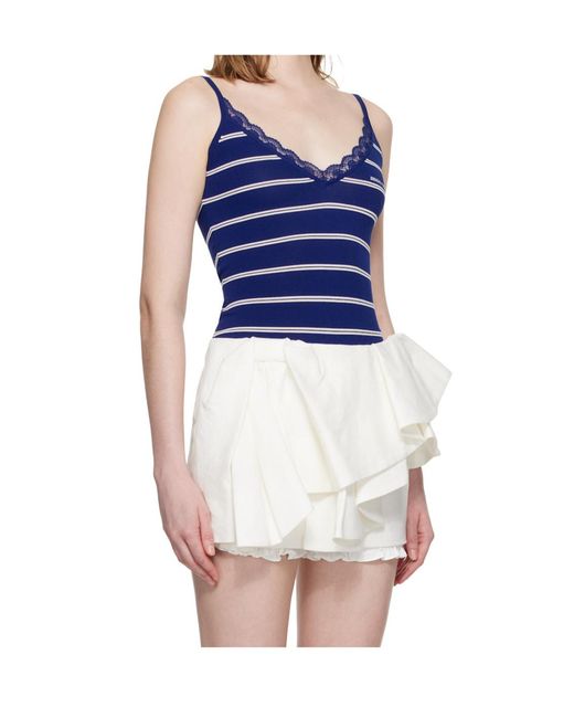 ShuShu/Tong Blue Striped Knitted Vest Bodysuit