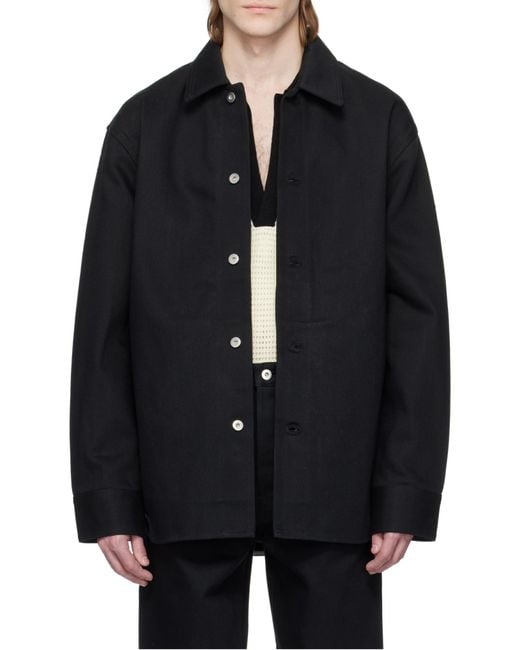 Jil Sander Black Long-Sleeved Denim Shirt for men