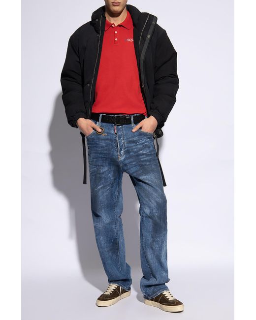 DSquared² Red Logo-Printed Short-Sleeved Polo Shirt for men