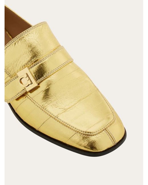 Ferragamo Natural Ferragamo Square-Toe Loafers