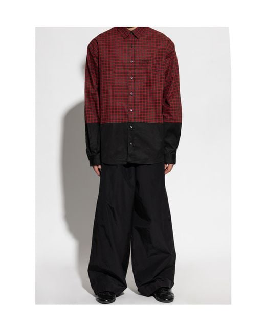 Vetements Red Checked Oversized Shirt for men