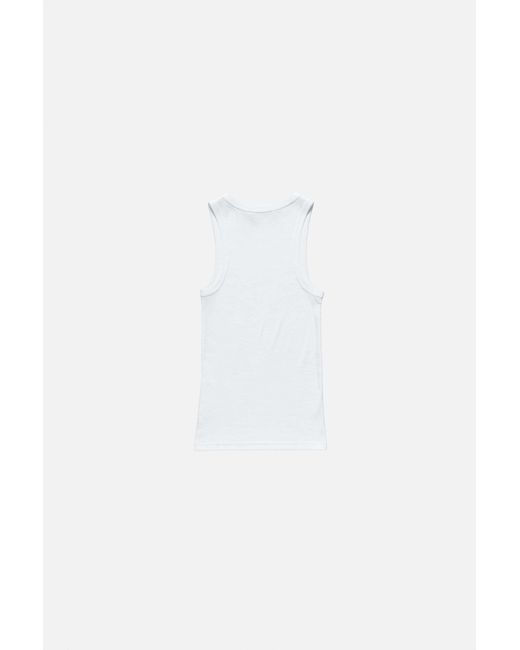 Acne White Logo-Print Ribbed Tank Top for men