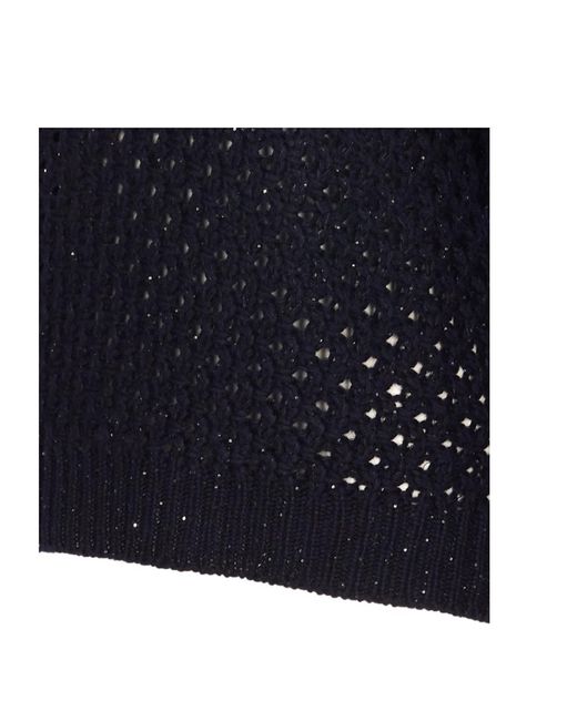 Fabiana Filippi Blue Open Knit Crewneck Jumper