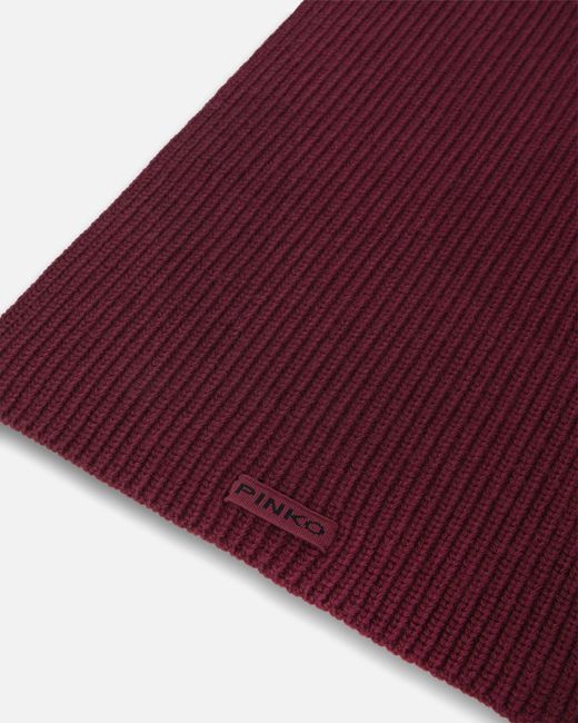 Pinko Purple Ribbed Logo-Patch Scarf